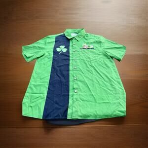 St. Patrick's Day Bowling Aloha Shirt Lucky Shamrock Men's Size M Black Green